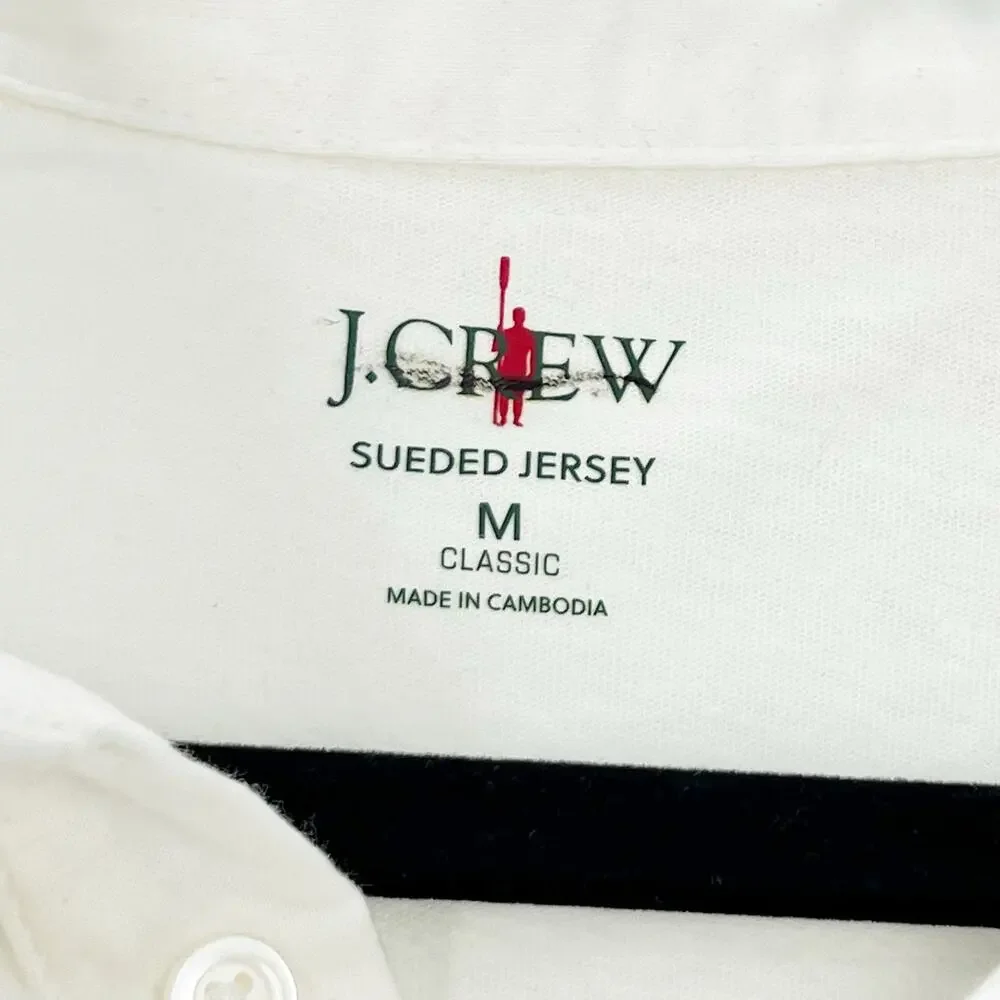 J. Crew Slim Fit Sueded Cotton Polo Shirt Ivory Classic Men's Size M NWOT